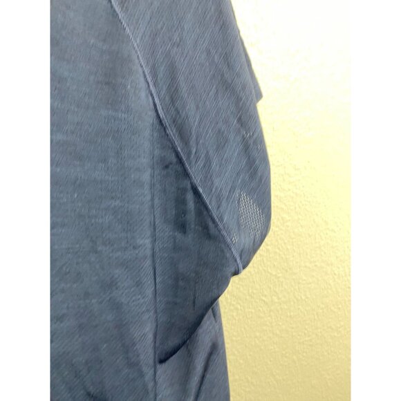 Athleta Womens Navy Blue Uppercut Short Sleeve Hoodie Size Large Athleisure - Picture 11 of 16